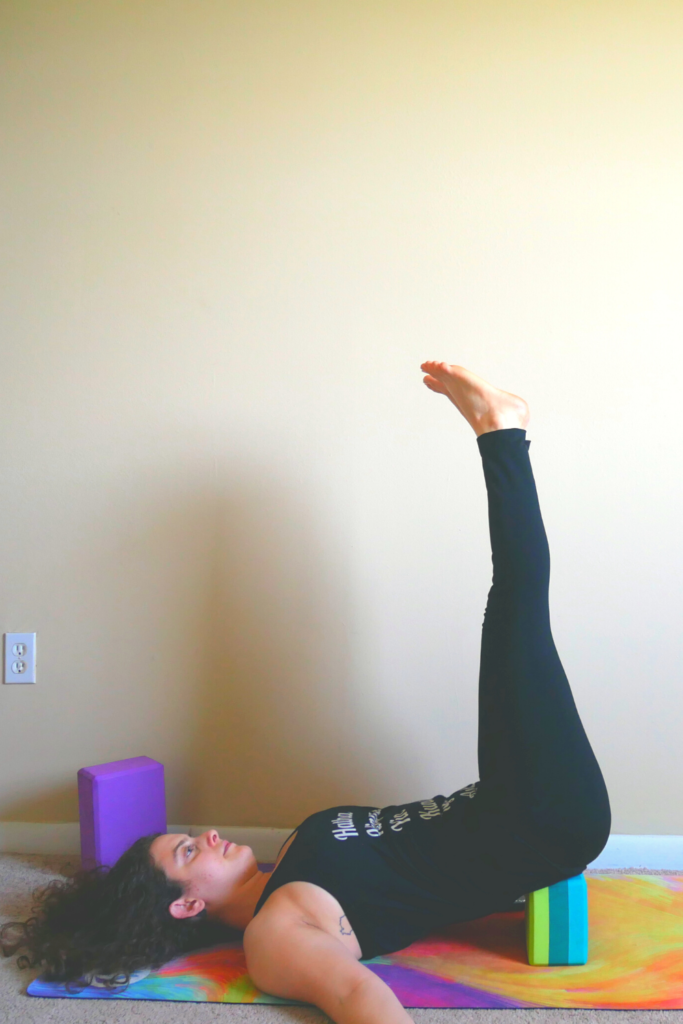 Legs Up The Wall With A Yoga Block Tamara Fayad Yoga